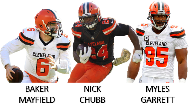 Baker Mayfield Nick Chubb & Myles Garrett Cleveland Browns